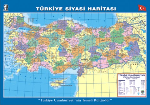 Türkiye Siyasi Dilsiz Çıtalı Ders Haritası 70x100cm